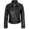 image:imageBlingsoul Real Lambskin Leather Jacket for Women Shirt Collar Leather Jacket WomensMike  Black Leather Jacket