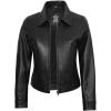 image:imageBlingsoul Real Lambskin Leather Jacket for Women Shirt Collar Leather Jacket WomensMike  Black Leather Jacket