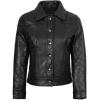 image:imageBlingsoul Real Lambskin Leather Jacket for Women Shirt Collar Leather Jacket WomensSilvia  Black Leather Jacket