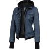 image:imageBlingsoul Hooded Leather Jacket Women  Real Lambskin Womens Leather Jackets with Detachable HoodBlue Distressed Washed  Betty Jacket