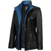 Erin - Black & Blue Leather Coat