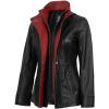 Erin - Black & Red Leather Coat