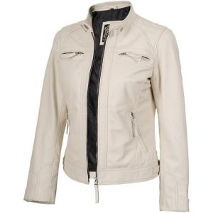 image:imageBlingsoul Leather Jacket Women  Quilted Cafe Racer Style Womens Leather JacketsJohnson  Off White Leather Jacket