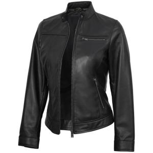 image:imageBlingsoul Real Leather Jacket Women  Cafe Racer Style Womens Leather JacketsBickford  Black Jacket