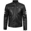 image:imageBlingsoul Leather Jacket Men  Quilted Cafe Racer Leather Jackets For MenDiamond1  Black  White Stripe Jacket