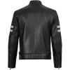 image:imageBlingsoul Leather Jacket Men  Quilted Cafe Racer Leather Jackets For MenDiamond1  Black  White Stripe Jacket