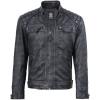 image:imageBlingsoul Leather Jacket Men  Quilted Cafe Racer Leather Jackets For MenDiamond1  Black Distressed Washed Jacket