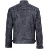 image:imageBlingsoul Leather Jacket Men  Quilted Cafe Racer Leather Jackets For MenDiamond1  Black Distressed Washed Jacket