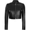 image:imageBlingsoul Trendy Short Real Lambskin Womens Leather Jacket  Cropped Leather Jacket WomenBlack  Edna Cropped Jacket