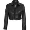 image:imageBlingsoul Trendy Short Real Lambskin Womens Leather Jacket  Cropped Leather Jacket WomenBlack  Mable Cropped Jacket
