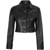image:imageBlingsoul Trendy Short Real Lambskin Womens Leather Jacket  Cropped Leather Jacket WomenBlack  Mable Cropped Jacket