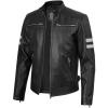 image:imageBlingsoul Leather Jacket Men  Quilted Cafe Racer Leather Jackets For MenDiamond1  Black  White Stripe Jacket