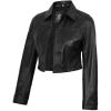 image:imageBlingsoul Trendy Short Real Lambskin Womens Leather Jacket  Cropped Leather Jacket WomenBlack  Mable Cropped Jacket