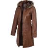 image:imageBlingsoul Womens Long Leather Coat  Real Lambskin Leather Jacket with Shearling Collar Car Coat Style Leather Jacket WomenBrown  Jean Hooded Coat