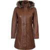 image:imageBlingsoul Womens Long Leather Coat  Real Lambskin Leather Jacket with Shearling Collar Car Coat Style Leather Jacket WomenBrown  Jean Hooded Coat