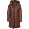 image:imageBlingsoul Womens Long Leather Coat  Real Lambskin Leather Jacket with Shearling Collar Car Coat Style Leather Jacket WomenBrown  Jean Hooded Coat