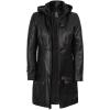 image:imageBlingsoul Womens Long Leather Coat  Real Lambskin Leather Jacket with Shearling Collar Car Coat Style Leather Jacket WomenLesa  Black Jacket