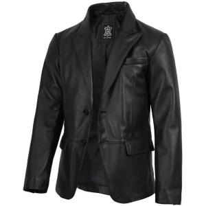image:imageBlingsoul Real Lambskin Mens Leather Blazer  Casual 2 Buttons Leather Jacket for MenBlack  Cedric Leather Blazer
