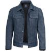 image:imageBlingsoul Premium Vintage Leather Jacket Men  Real Lambskin Trucker Mens Leather JacketsBlue Distressed Washed  Fernando Jacket