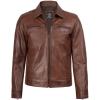 image:imageBlingsoul Vintage Real Lambskin Leather Jacket For Mens  Moto Style Classic Shirt Collar Leather Jacket MenCognac  Kyle Leather Jacket