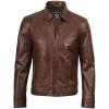 image:imageBlingsoul Vintage Real Lambskin Leather Jacket For Mens  Moto Style Classic Shirt Collar Leather Jacket MenCognac  Tony Jacket