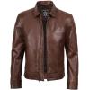 image:imageBlingsoul Vintage Real Lambskin Leather Jacket For Mens  Moto Style Classic Shirt Collar Leather Jacket MenCognac  Tony Jacket