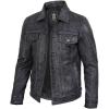 image:imageBlingsoul Premium Vintage Leather Jacket Men  Real Lambskin Trucker Mens Leather JacketsBlack Distressed Washed  Fernando Jacket
