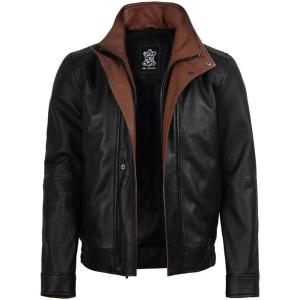 image:imageBlingsoul Leather Jacket Men Black and Brown Leather Jackets For MenErin  Black  Cognac Jacket
