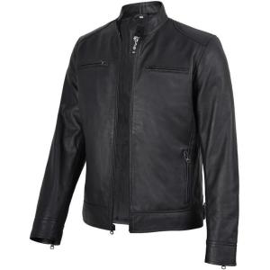 image:imageBlingsoul Leather Jackets For Men  Real Lambskin Motorcycle Style Mens Leather JacketDodge  Matte Black Jacket