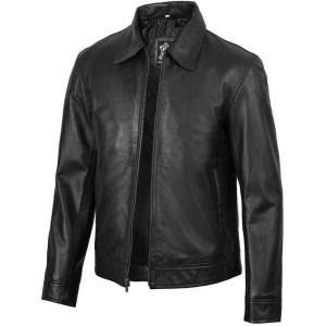 image:imageBlingsoul Vintage Real Lambskin Leather Jacket For Mens  Moto Style Classic Shirt Collar Leather Jacket MenBlack  Mike Jacket