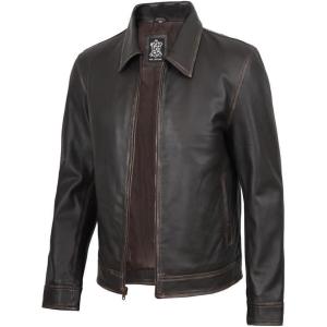 image:imageBlingsoul Vintage Real Lambskin Leather Jacket For Mens  Moto Style Classic Shirt Collar Leather Jacket MenRub Off  Mike Jacket