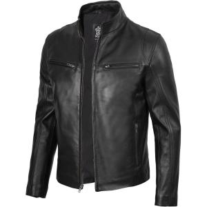 image:imageBlingsoul Stylish Black amp Brown Cafe Racer Leather Jacket For Men  Real Lambskin Leather Motorcycle Jacket mensBlack  Clinton Jacket