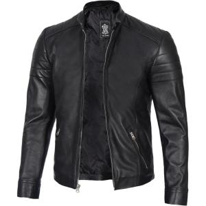 image:imageBlingsoul Stylish Black amp Brown Cafe Racer Leather Jacket For Men  Real Lambskin Leather Motorcycle Jacket mensCarrie  Black Jacket