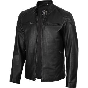image:imageBlingsoul Stylish Black amp Brown Cafe Racer Leather Jacket For Men  Real Lambskin Leather Motorcycle Jacket mensVermount  Black