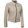 image:imageBlingsoul Womens Lambskin Leather Jacket  Cafe Racer Style Genuine Leather Jacket for Women SnapTab CollarBeige
