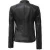 image:imageBlingsoul Womens Lambskin Leather Jacket  Cafe Racer Style Genuine Leather Jacket for Women SnapTab CollarBlack