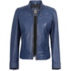 image:imageBlingsoul Womens Lambskin Leather Jacket  Cafe Racer Style Genuine Leather Jacket for Women SnapTab CollarBlue