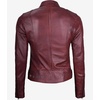 image:imageBlingsoul Womens Lambskin Leather Jacket  Cafe Racer Style Genuine Leather Jacket for Women SnapTab CollarBurgundy Maroon Wax