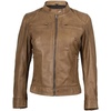 image:imageBlingsoul Womens Lambskin Leather Jacket  Cafe Racer Style Genuine Leather Jacket for Women SnapTab CollarCamel Wax