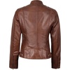 image:imageBlingsoul Womens Lambskin Leather Jacket  Cafe Racer Style Genuine Leather Jacket for Women SnapTab CollarCognac Wax