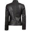 image:imageBlingsoul Womens Lambskin Leather Jacket  Cafe Racer Style Genuine Leather Jacket for Women SnapTab CollarDark Brown Ruboff