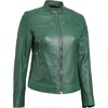 image:imageBlingsoul Womens Lambskin Leather Jacket  Cafe Racer Style Genuine Leather Jacket for Women SnapTab CollarGreen
