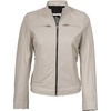 image:imageBlingsoul Womens Lambskin Leather Jacket  Cafe Racer Style Genuine Leather Jacket for Women SnapTab CollarOffwhite