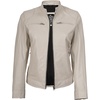 image:imageBlingsoul Womens Lambskin Leather Jacket  Cafe Racer Style Genuine Leather Jacket for Women SnapTab CollarOffwhite