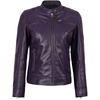 image:imageBlingsoul Womens Lambskin Leather Jacket  Cafe Racer Style Genuine Leather Jacket for Women SnapTab CollarPurple Wax