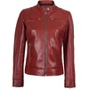 image:imageBlingsoul Womens Lambskin Leather Jacket  Cafe Racer Style Genuine Leather Jacket for Women SnapTab CollarRed