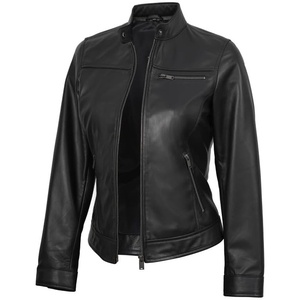image:imageBlingsoul Real Caf Racer Leather Jacket Women  Moto Style Lambskin Leather Jacket for WomenBickford  Black