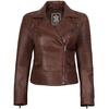image:imageBlingsoul Leather Jacket Women  Real Lambskin Asymmetrical Motorcycle Style Jacket for WomensGadot  Cognac Wax