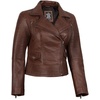 image:imageBlingsoul Leather Jacket Women  Real Lambskin Asymmetrical Motorcycle Style Jacket for WomensGadot  Cognac Wax
