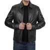 image:imageBlingsoul Vintage Distressed Leather Jacket for Men  Shirt Collar Genuine Lambskin Mens Leather JacketBlack